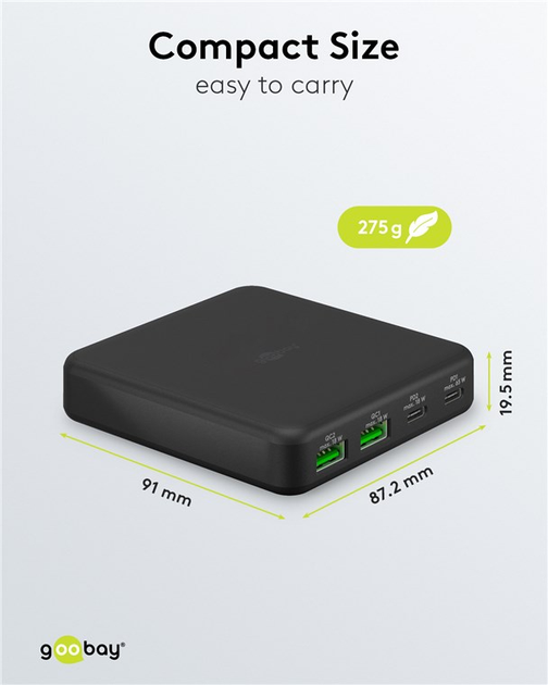 Wieloportowa 4-krotna ładowarka stacjonarna Goobay Wentronic USB 3.0 sw 65 W 2x USB-C 2x USB-A (4040849617720) - obraz 6