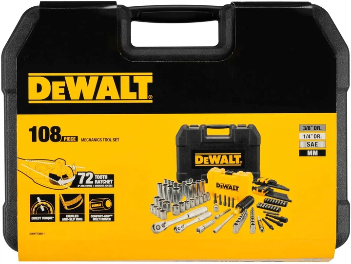 Zestaw nasadek, bitów i kluczy sześciokątnych DeWalt 1/4 i 3/8 108 sztuk DWMT73801-1 (3253561738012) - obraz 2