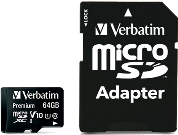 Карта пам'яті Verbatim Premium MicroSDXC 64GB Class 10 + SD-адаптер (23942440840) - зображення 1