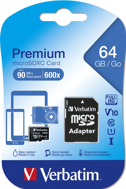 Karta pamięci Verbatim Premium MicroSDXC 64 GB Class 10 + czytnik kart SD (23942440840) - obraz 3