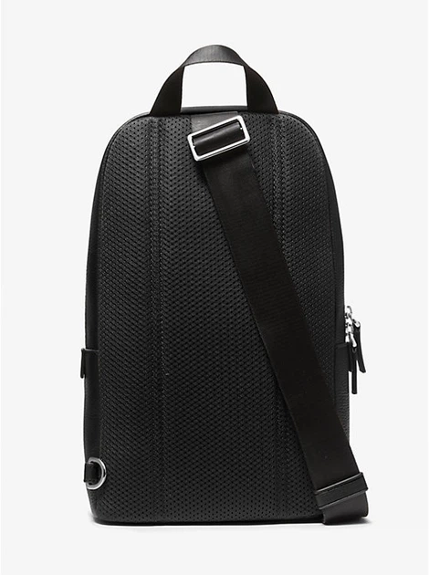 Чорний шкіряний рюкзак- слинг для чоловіків Michael Kors Cooper Pebbled Leather Sling Pack - зображення 3