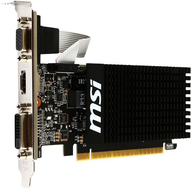 Відеокарта MSI PCI-Ex GeForce GT 710 2048 MB DDR3 (64bit) (954/1600) (DVI, HDMI, VGA) (V809-2000R) - зображення 2