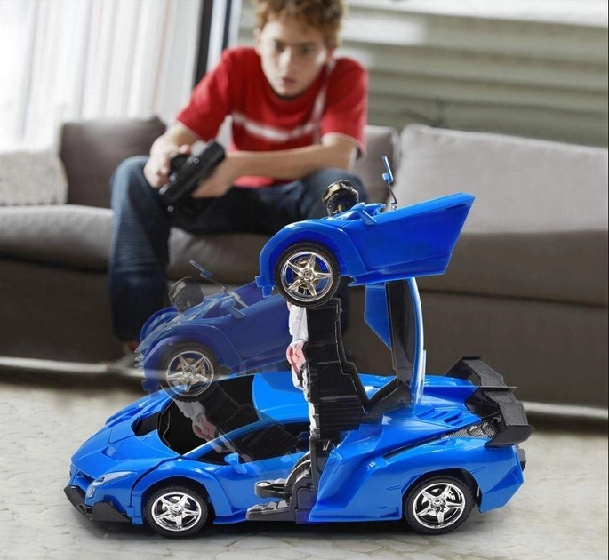 Машинка трансформер Lamborgini Robot Car Робот с аккумулятором на радиоуправлении 1:18 Синий - изображение 3