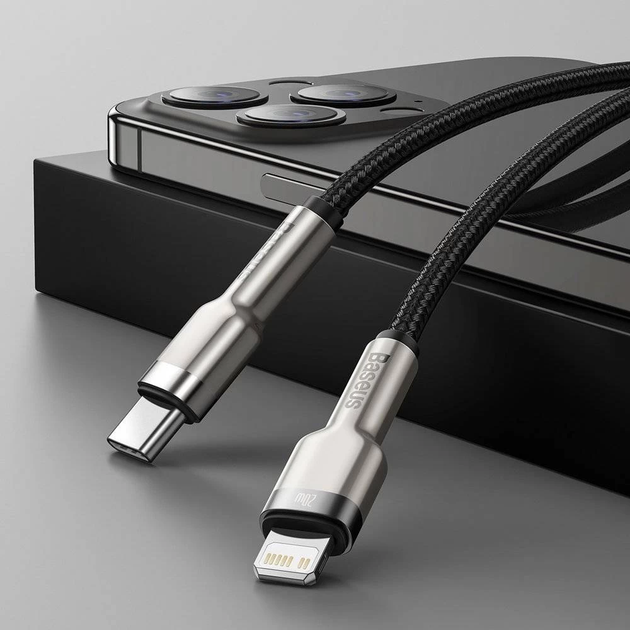 Кабель Baseus Cafule Series Metal Data Cable Type-C to iP PD 20W 1m Black (CATLJK-A01) - зображення 11