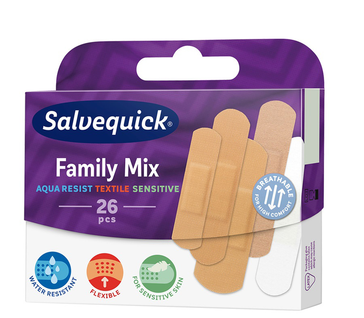 Zestaw plastrów Salvequick Family Mix 26 szt (7310615966244) - obraz 1