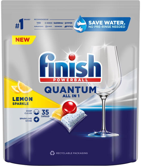 Капсули для посудомийної машини FINISH Quantum All in 1 Lemon 35 шт (5908252005222) - зображення 1