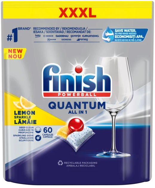 Kapsułki do zmywarki FINISH Quantum All in 1 Lemon 60 szt (5908252004898) - obraz 1