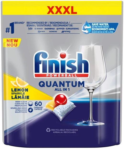 Капсули для посудомийної машини FINISH Quantum All in 1 Lemon 60 шт (5908252004898) - зображення 1