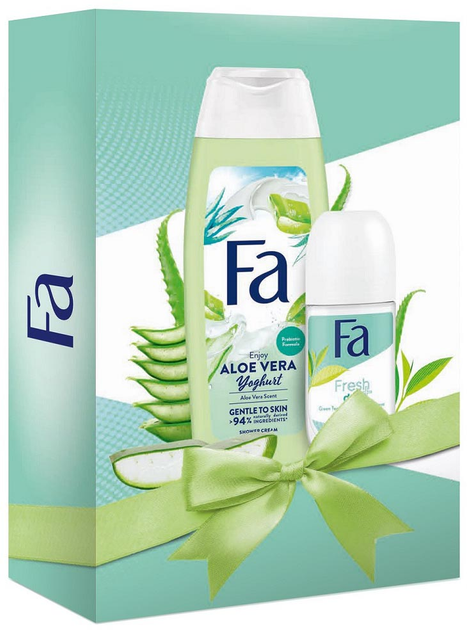 Zestaw dla kobiet Fa żel pod prysznic aloe vera yogurth 250 ml + antyperspirant w kulce fresh and dry 50 ml (3838824397665) - obraz 1