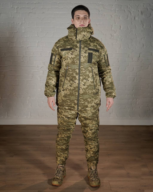 Форма армейская водонепроницаемая зимняя ГРЕТА с утеплителем ХОЛОСОФТ пиксель штаны бушлат с капюшоном XXXL - (56) - изображение 1