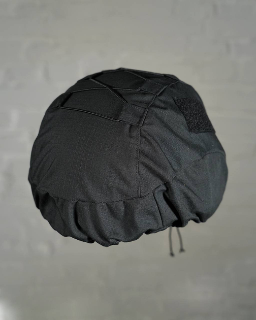 Кавер на каску с ушами черный РЕЗИНКА рип-стоп чехол на шлем размер универсальный - изображение 1