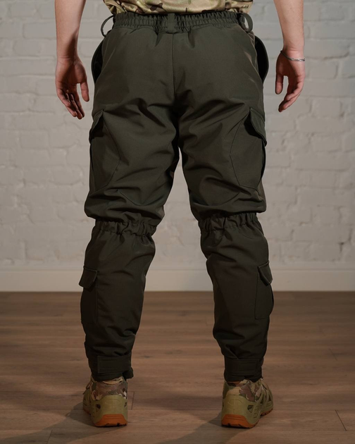 Зимові тактичні штани SoftShell з утеплювачем ХОЛОСОФТ олива теплі водонепроникаючі S - (46) - зображення 2