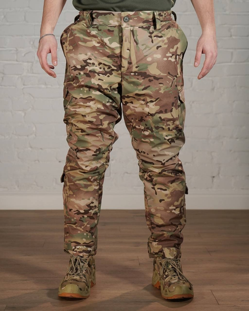 Зимние тактические брюки SoftShell с утеплителем ХОЛОСОФТ мультикам теплые водонепроницаемые L - (50) - изображение 1