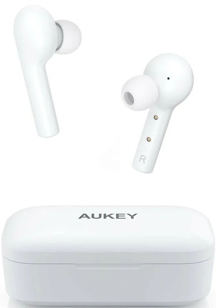 Бездротові навушники Aukey EP-T21 / Bluetooth 5.0 / Активне шумозаглушення / ANC / До 5 годин роботи від акумулятора / Білі Б/В - Фото 1 Бездротові навушники Aukey EP-T21 / Bluetooth 5.0 / Активне шумозаглушення / ANC / До 5 годин роботи від акумулятора / Білі Б/В - зображення 1