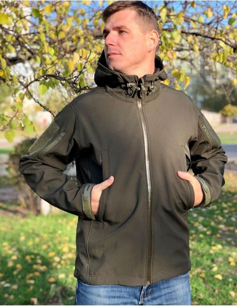 Куртка тактическая Soft Shell водонепроницаемая олива 60 - изображение 1