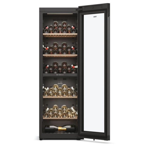 Винный шкаф Haier, 190x59.5х71, холод.отд.-438л, зон - 2, бут-236, ST, дисплей, черный - изображение 2