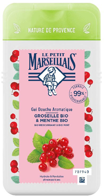 Гель для душу Le Petit Marseillais Ароматичний біо-гель червона смородина і м'ята 250 мл (3574661553481) - зображення 1