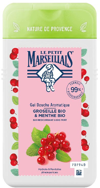 Żel pod prysznic Le Petit Marseillais Aromatyczny bio z czerwonej porzeczki i mięty 250 ml (3574661553481) - obraz 1