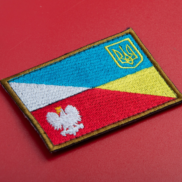 Шеврон на липучці прапор Україна та Польща 5х8 см (800029539) TM IDEIA - зображення 2