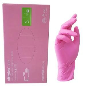Перчатки нитриловые с коллагеном NITRYLEX розовые S 100 шт - изображение 1