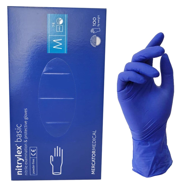 Перчатки нитриловые NITRYLEX синие M 100 шт - изображение 1