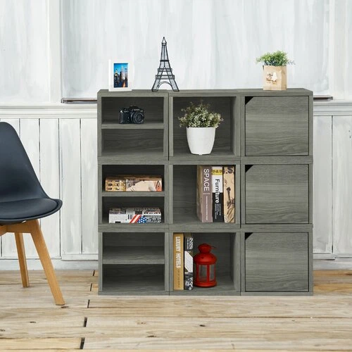 Підлогова стильна полку стелаж куб для книг та іграшок з перегородкою Baby House Little Room сосна лофт кремовий (В32:Ш35:Г30см) PKWF-05 - зображення 5