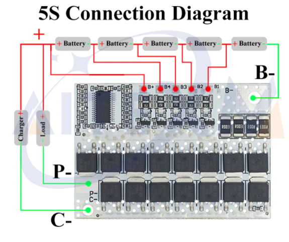 Контролер BMS 5S LMO плата захисту заряду/розряду Li-Ion 18650 100A 21V універсальний (0239) - зображення 7