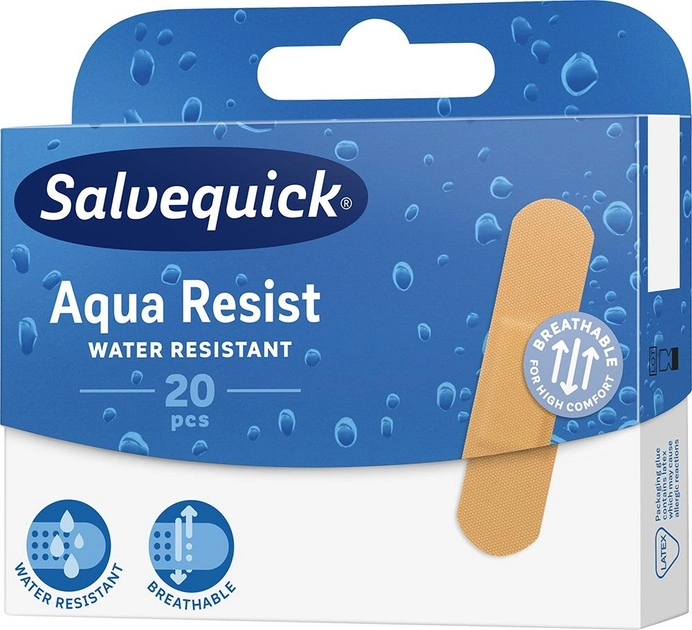 Пластырь Salvequick Aqua Resist водонепроницаемый 20 шт (7310616042268) - изображение 1