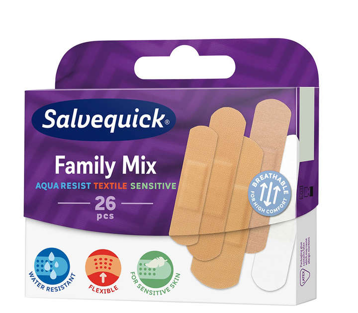 Набор пластырей Salvequick Family Mix 26 шт (7310615966244) - изображение 1