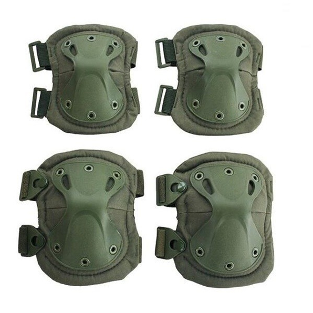 Тактические защитные наколенники и налокотники из ударопрочного пластика 4 шт 1000D Зеленый Army gre - изображение 1