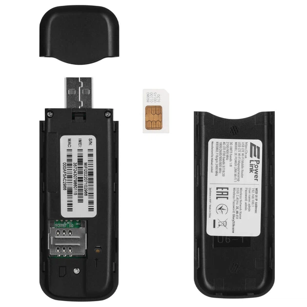 Мобильный 4G Wi-Fi маршрутизатор 2E PowerLink (MiFi 1) USB/LTE/1x2FF SIM/WiFi 2.4GHz Black - изображение 4