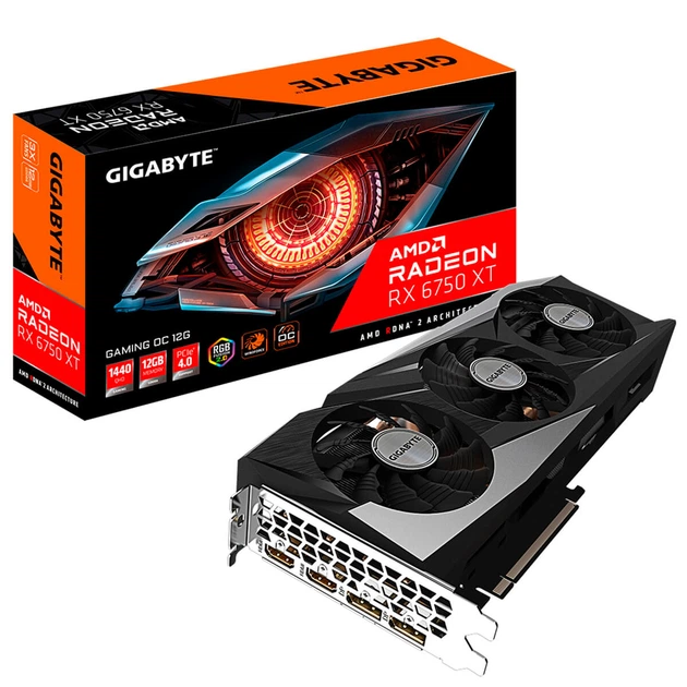 Видеокарта GIGABYTE Radeon RX 6750 XT 12GB GDDR6 GAMING OC (GV-R675XTGAMING_OC-12GD) - Фото 1 Видеокарта GIGABYTE Radeon RX 6750 XT 12GB GDDR6 GAMING OC (GV-R675XTGAMING_OC-12GD) - изображение 1