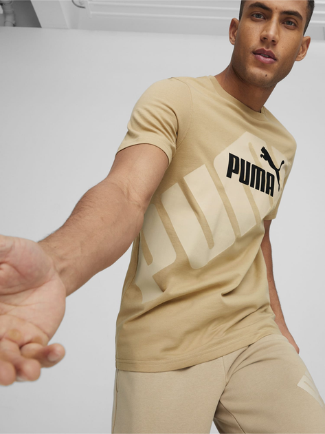 Акція на Футболка чоловіча Puma Power 67896083 L Бежева з принтом від Rozetka