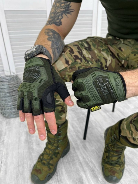 Перчатки тактичні mechanix logo Олива L - зображення 1