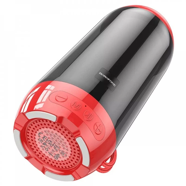 Беспроводная Bluetooth блютуз колонка Borofone BR2S портативная акустическая система с RGB подсветкой, Красная - Фото 5 Беспроводная Bluetooth блютуз колонка Borofone BR2S портативная акустическая система с RGB подсветкой, Красная - изображение 5