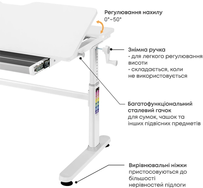 Дитячий стіл HiSmart E702 з регулюванням висоти 1200x600 мм (HS082772) - Фото 3 Дитячий стіл HiSmart E702 з регулюванням висоти 1200x600 мм (HS082772) - зображення 3