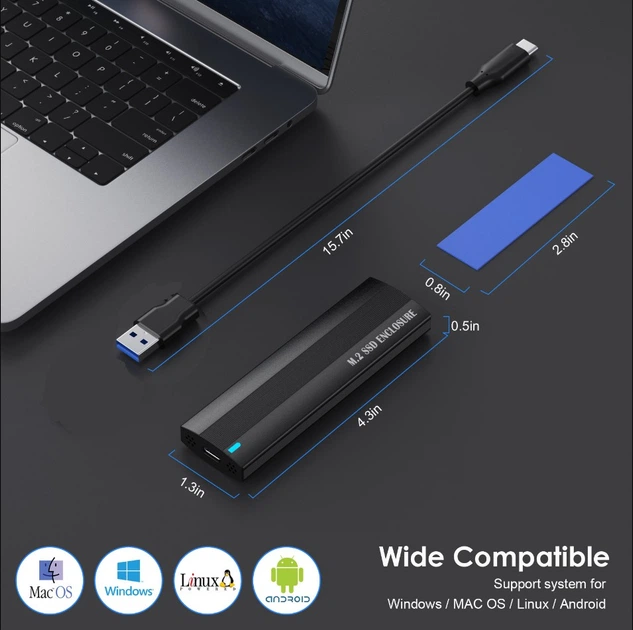 Зовнішня кишеня Deepfox HD2S для NGFF (Sata) M2 SSD USB 3.0 - Фото 3 Зовнішня кишеня Deepfox HD2S для NGFF (Sata) M2 SSD USB 3.0 - зображення 3