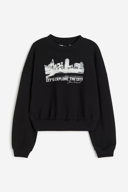 Черный укороченный свитшот для девочек H&M 12-14 лет 158-164 см от ...