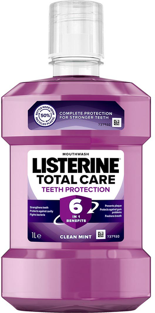 Ополіскувач для ротової порожнини Listerine Total Care Teeth Protection 1000 мл (3574660520101) - зображення 1