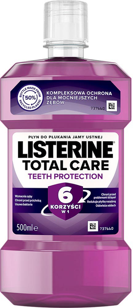 Ополіскувач для ротової порожнини Listerine Total Care Teeth Protection 500 мл (3574660557428) - зображення 1