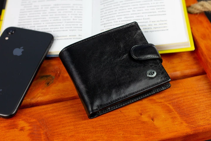 Мужское портмоне из натуральной кожи ST Leather В104 Черный - изображение 7