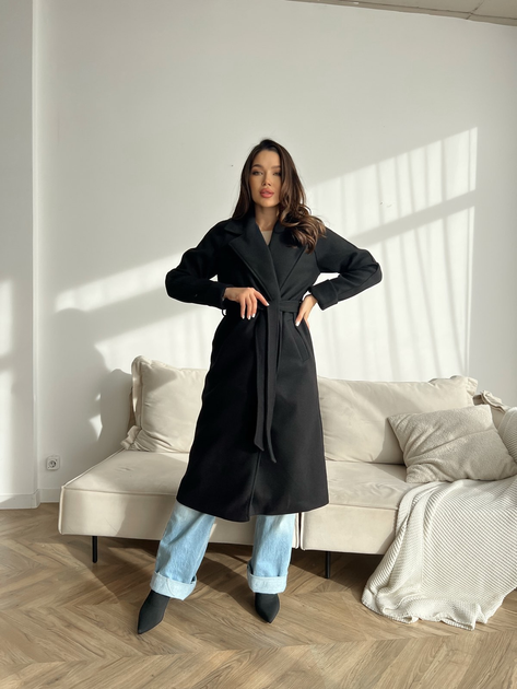 Женское пальто на запах средней длины Le'Katrin 5462-3S Черный 