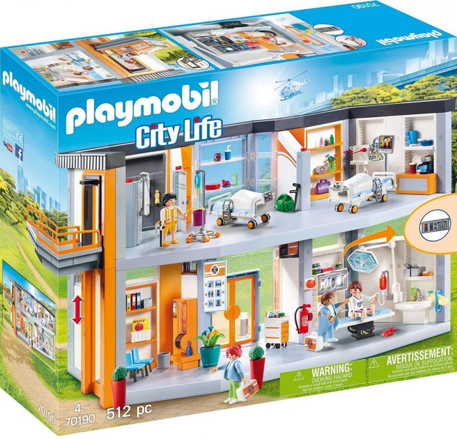 Zestaw figurek do zabawy Playmobil City Life Large Furnished Hospital with Lift (4008789701909) - obraz 1