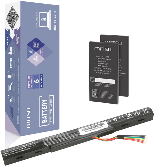 Акумулятор Mitsu для ноутбуків Acer Aspire E5-475/E5-575 14.6V 2200 mAh (5903050372521) - зображення 1