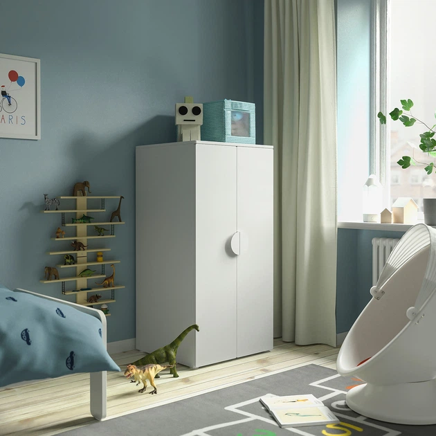 Гардероб IKEA ЗМОСТАД/ОПХУС, білий білий, з 3 полицями, 60x57x123 см, 494.833.13 - зображення 2