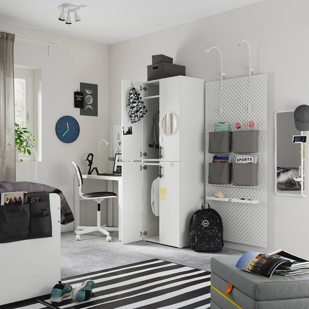 Гардероб IKEA СМОСТАД / ОПХУС, белый белый, с 2 платяными штангами, 60x42x181 см, 094.263.05 - изображение 12