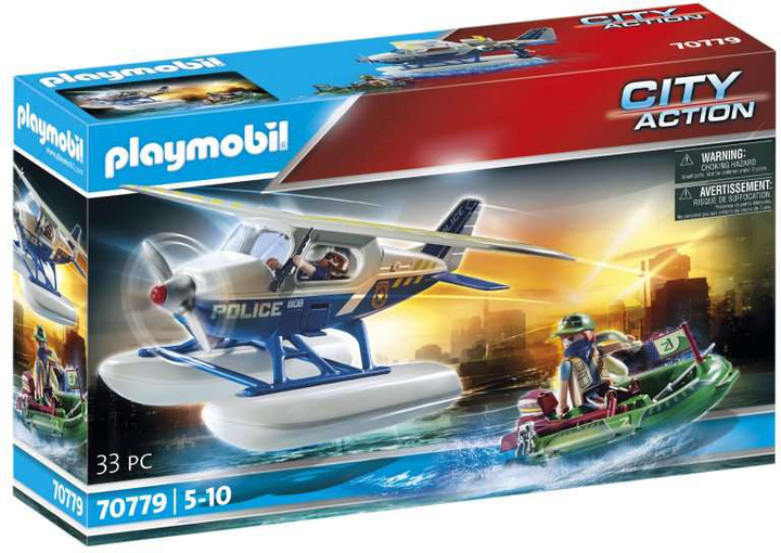 Zestaw figurek do zabawy Playmobil City Action Policyjny samolot wodny Pościg za przemytnikiem (4008789707796) - obraz 1