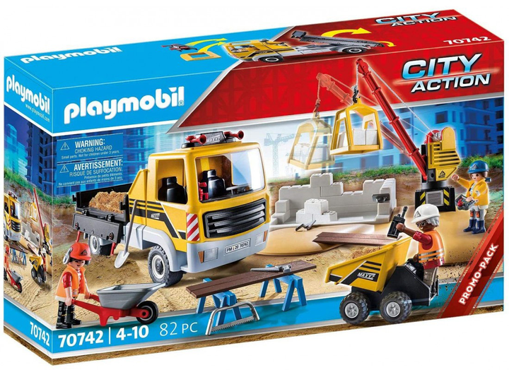 Ігровий набір фігурок Playmobil City Action Будівельний майданчик з самоскидом (4008789707420) - зображення 1