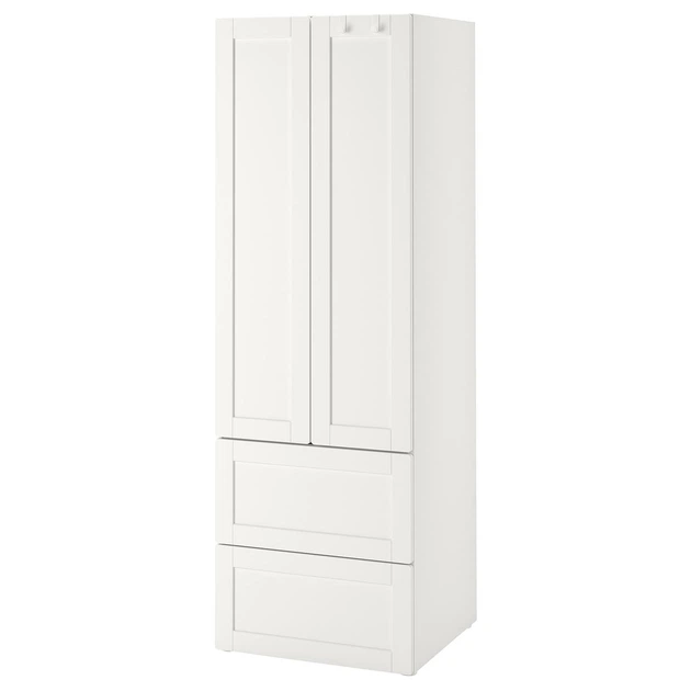 Гардероб IKEA ЗМОСТАД/ОПХУС, білий з рамою, з 2 ящиками, 60x42x181 см, 594.262.99 - зображення 2