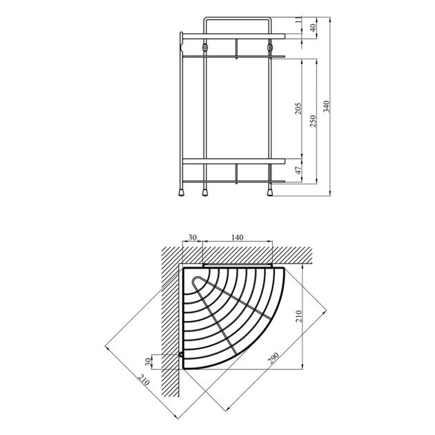 Полка Kroner (KRM) Rizze-ACC329-2 угловая двухъярусная - Фото 2 Полка Kroner (KRM) Rizze-ACC329-2 угловая двухъярусная - изображение 2